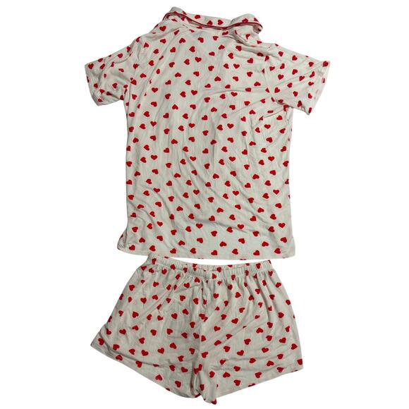 Skims Sleep Short Set Red Heart Button Front Top Pull on Short Small - Picture 5 of 5